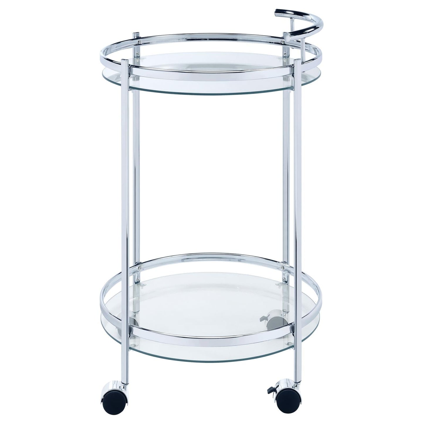 Chrissy Chrome Round Glass Bar Cart - 181367 - Luna Furniture - Dallas Store