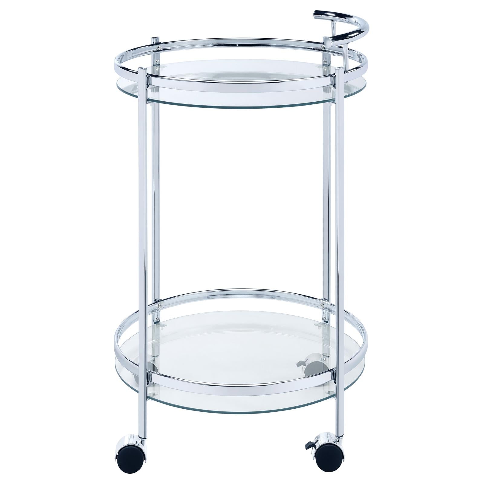 Chrissy Chrome Round Glass Bar Cart - 181367 - Luna Furniture - Dallas Store
