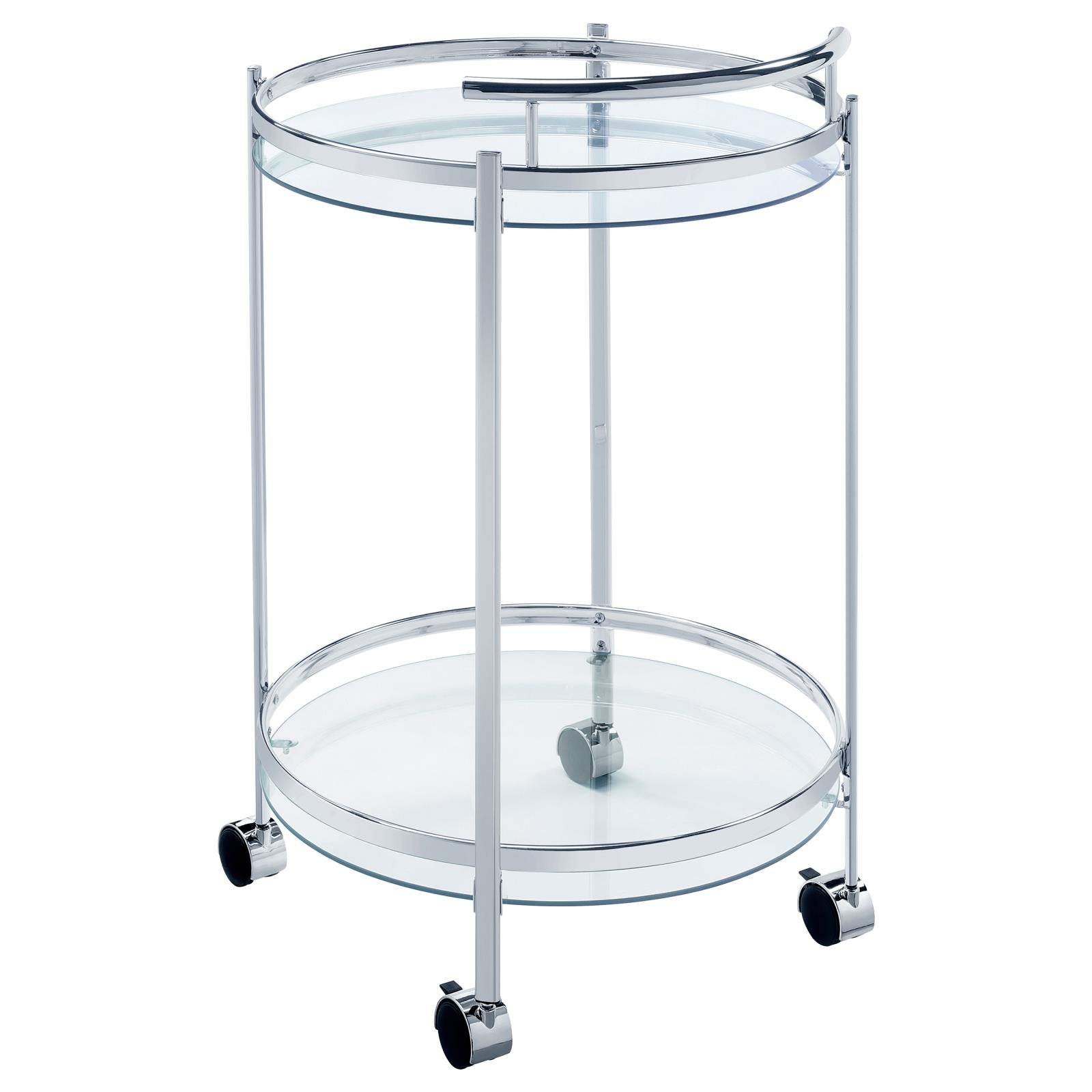 Chrissy Chrome Round Glass Bar Cart - 181367 - Luna Furniture - Dallas Store