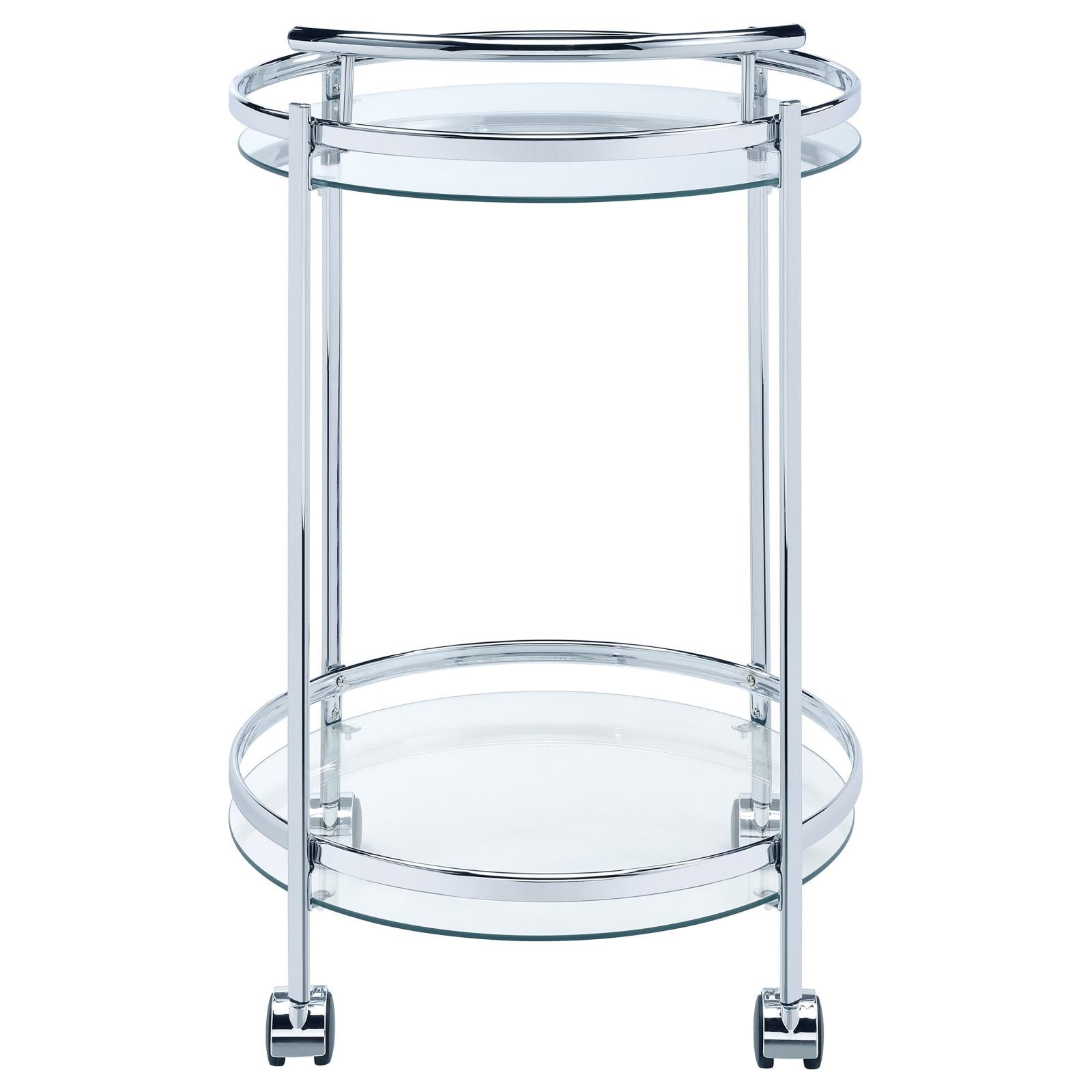 Chrissy Chrome Round Glass Bar Cart - 181367 - Luna Furniture - Dallas Store