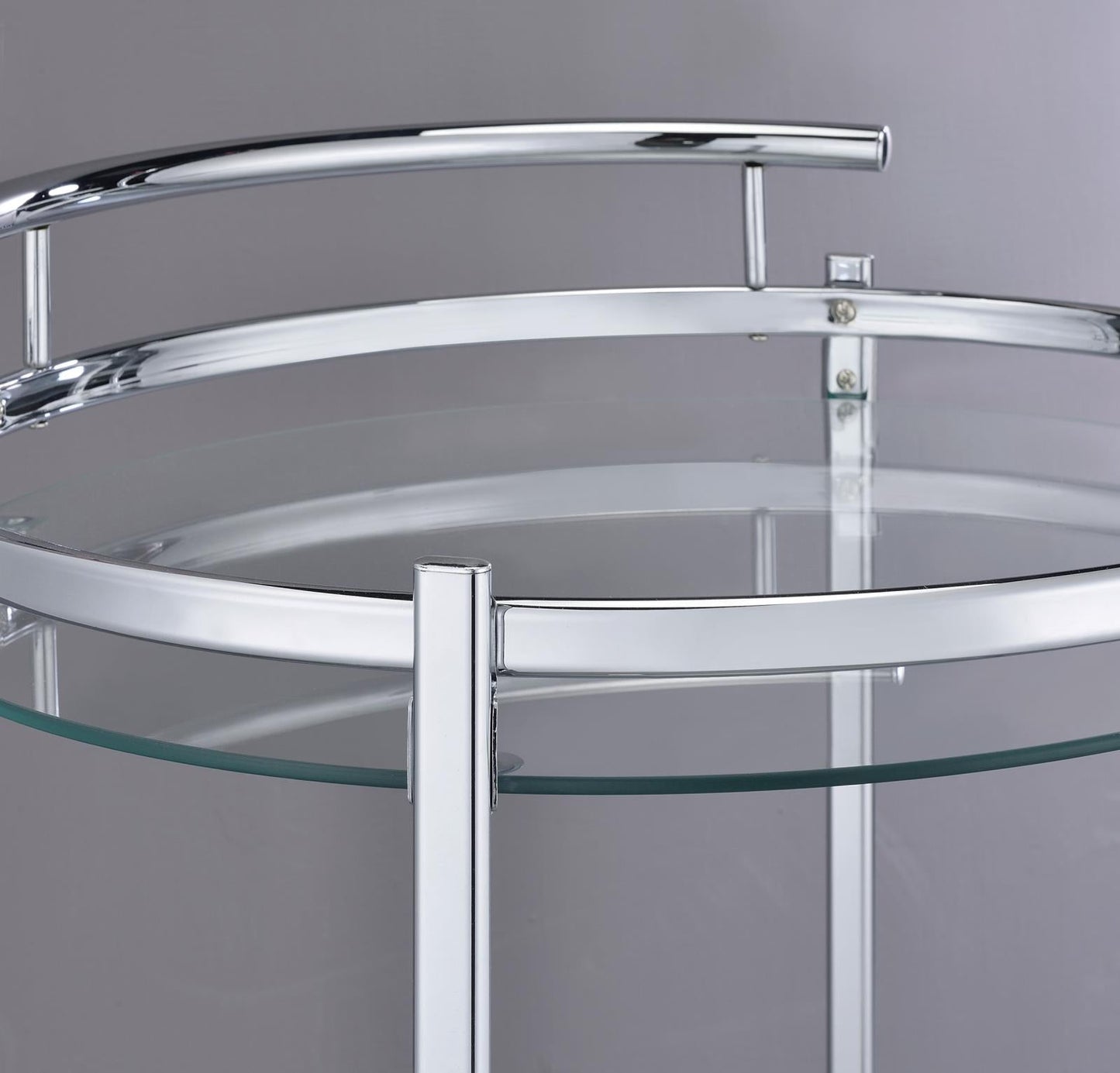 Chrissy Chrome Round Glass Bar Cart - 181367 - Luna Furniture - Dallas Store