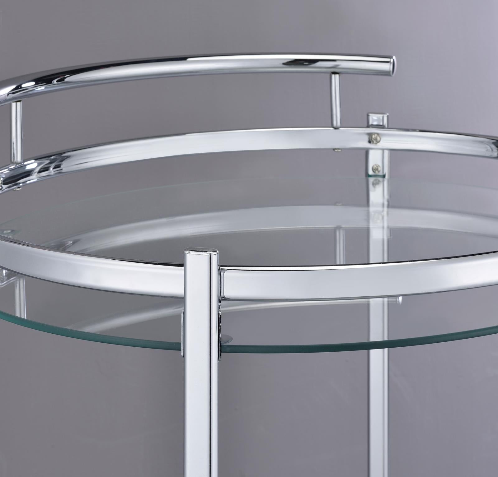 Chrissy Chrome Round Glass Bar Cart - 181367 - Luna Furniture - Dallas Store