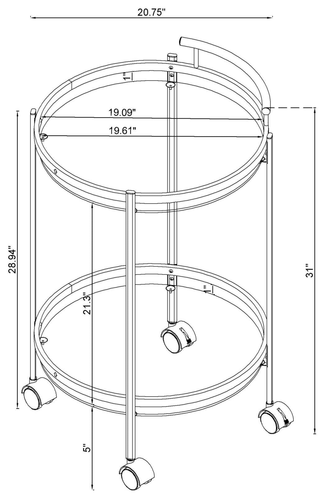 Chrissy Chrome Round Glass Bar Cart - 181367 - Luna Furniture - Dallas Store