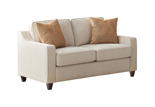 Christine Upholstered Cushion Back Loveseat Beige - 552062 - Luna Furniture - Dallas Store