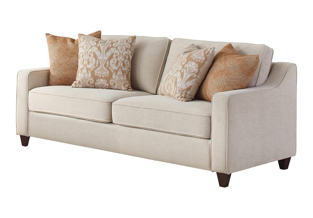 Christine Upholstered Cushion Back Sofa Beige - 552061 - Luna Furniture - Dallas Store