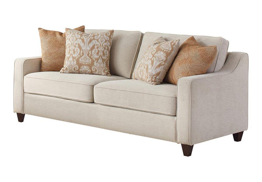 Christine Upholstered Cushion Back Sofa Beige - 552061 - Luna Furniture - Dallas Store