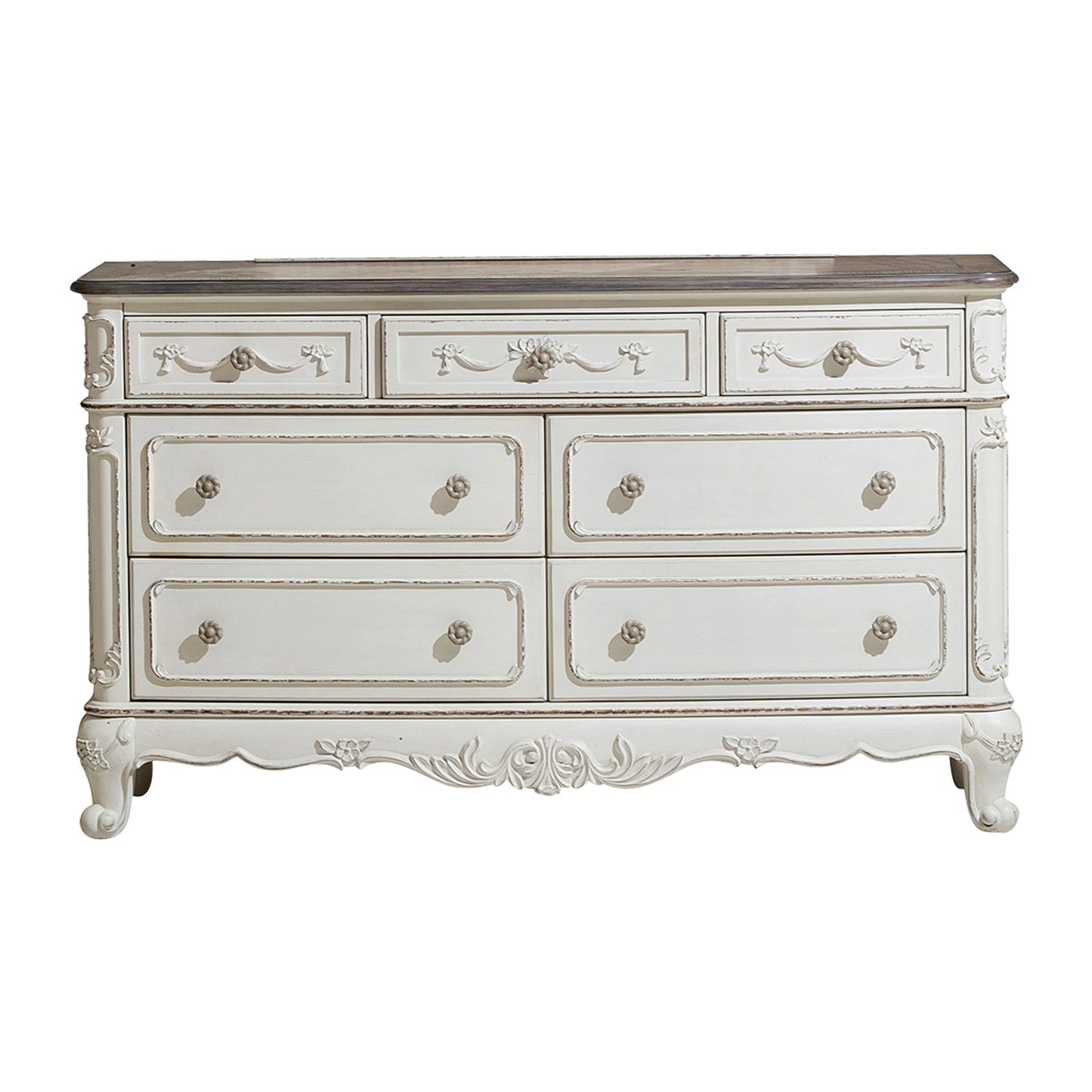 Cinderella Antique White Dresser - 1386NW-5 - Luna Furniture - Dallas Store