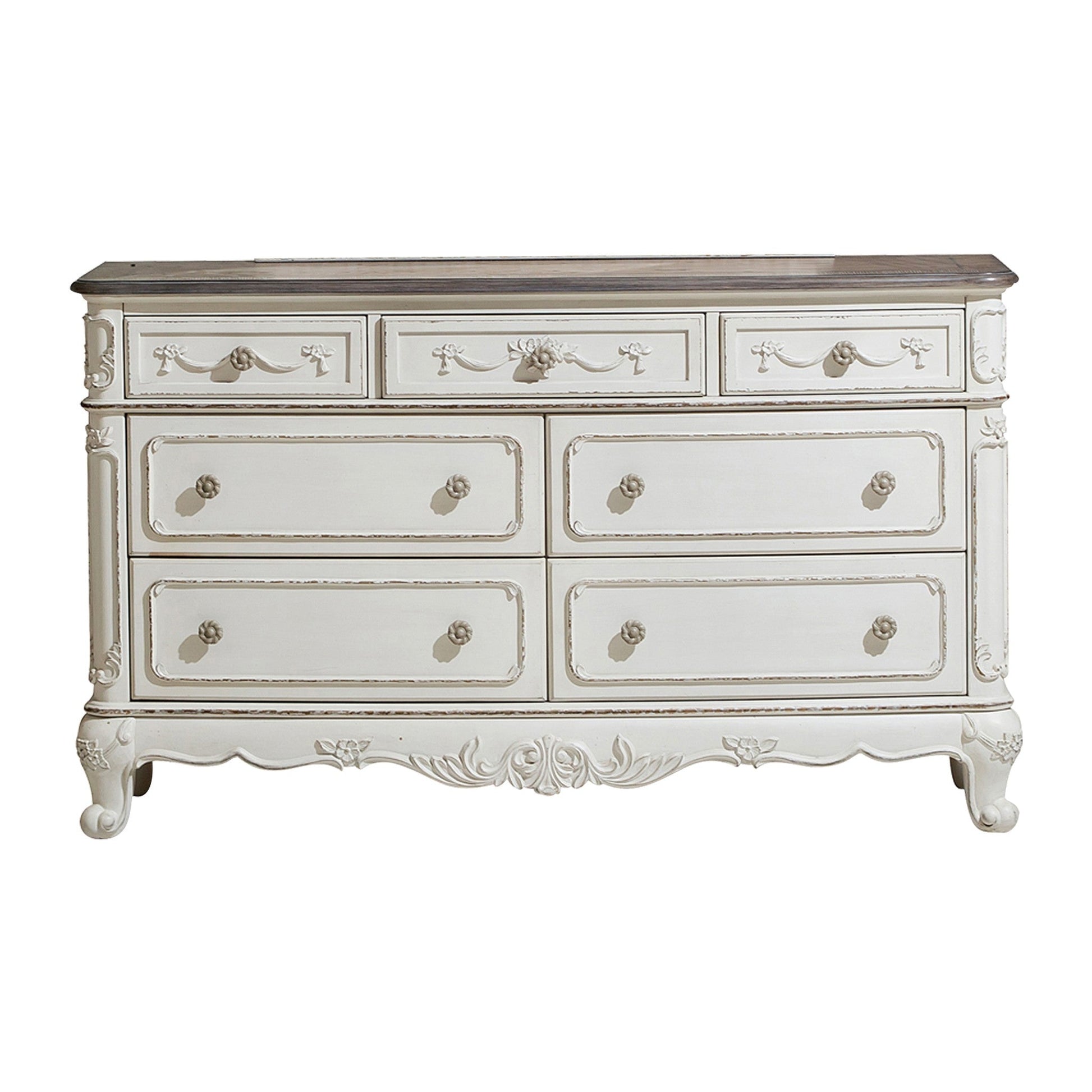 Cinderella Antique White Dresser - 1386NW-5 - Luna Furniture - Dallas Store