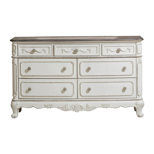 Cinderella Antique White Dresser - 1386NW-5 - Luna Furniture - Dallas Store