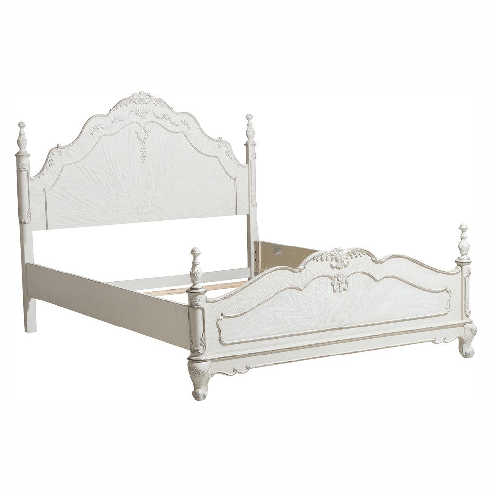 Cinderella Antique White Full Poster Bed - SET | 1386FNW-1 | 1386FNW-2 | 1386FNW-3 - Luna Furniture - Dallas Store