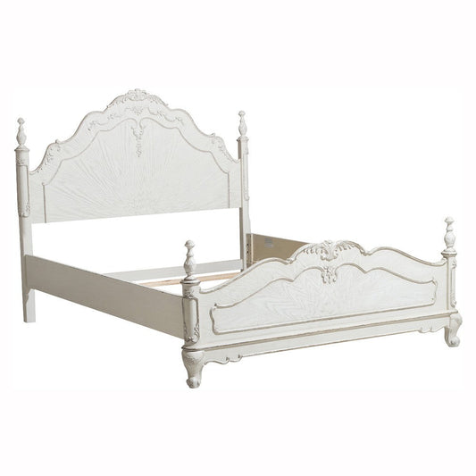 Cinderella Antique White Full Poster Bed - SET | 1386FNW-1 | 1386FNW-2 | 1386FNW-3 - Luna Furniture - Dallas Store