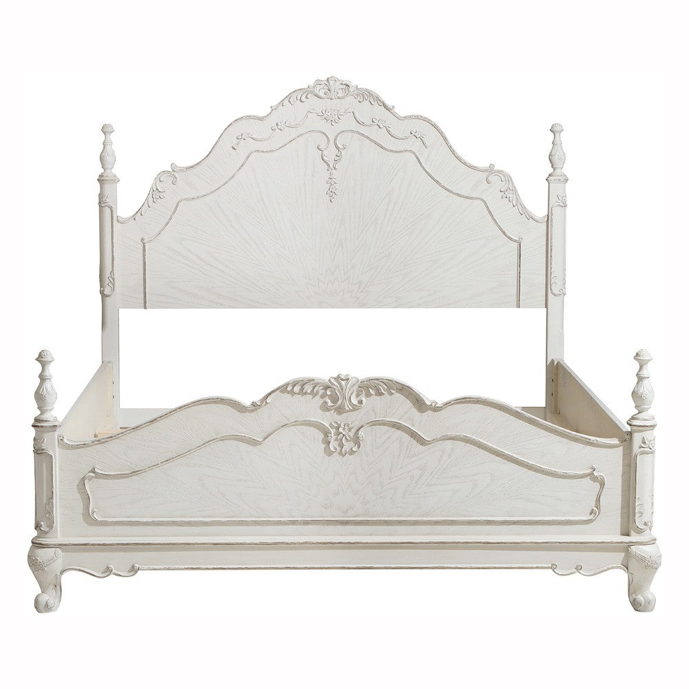 Cinderella Antique White Full Poster Bed - SET | 1386FNW-1 | 1386FNW-2 | 1386FNW-3 - Luna Furniture - Dallas Store