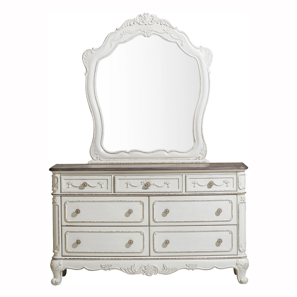 Cinderella Antique White Poster Youth Bedroom Set - SET | 1386NW-5 | 1386NW-6 | 1386NW-4 | 1386FNW-1 | 1386FNW-2 | 1386FNW-3 - Luna Furniture - Dallas Store