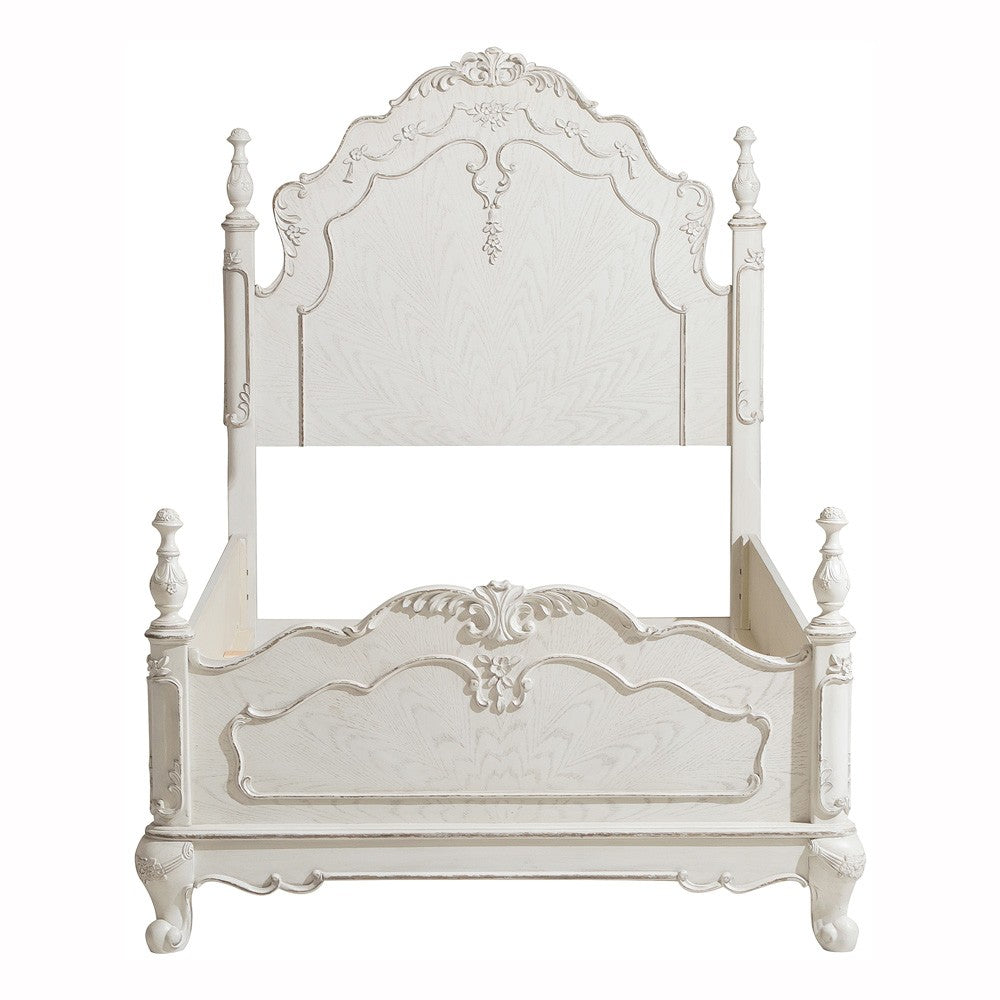 Cinderella Antique White Poster Youth Bedroom Set - SET | 1386NW-5 | 1386NW-6 | 1386NW-4 | 1386FNW-1 | 1386FNW-2 | 1386FNW-3 - Luna Furniture - Dallas Store