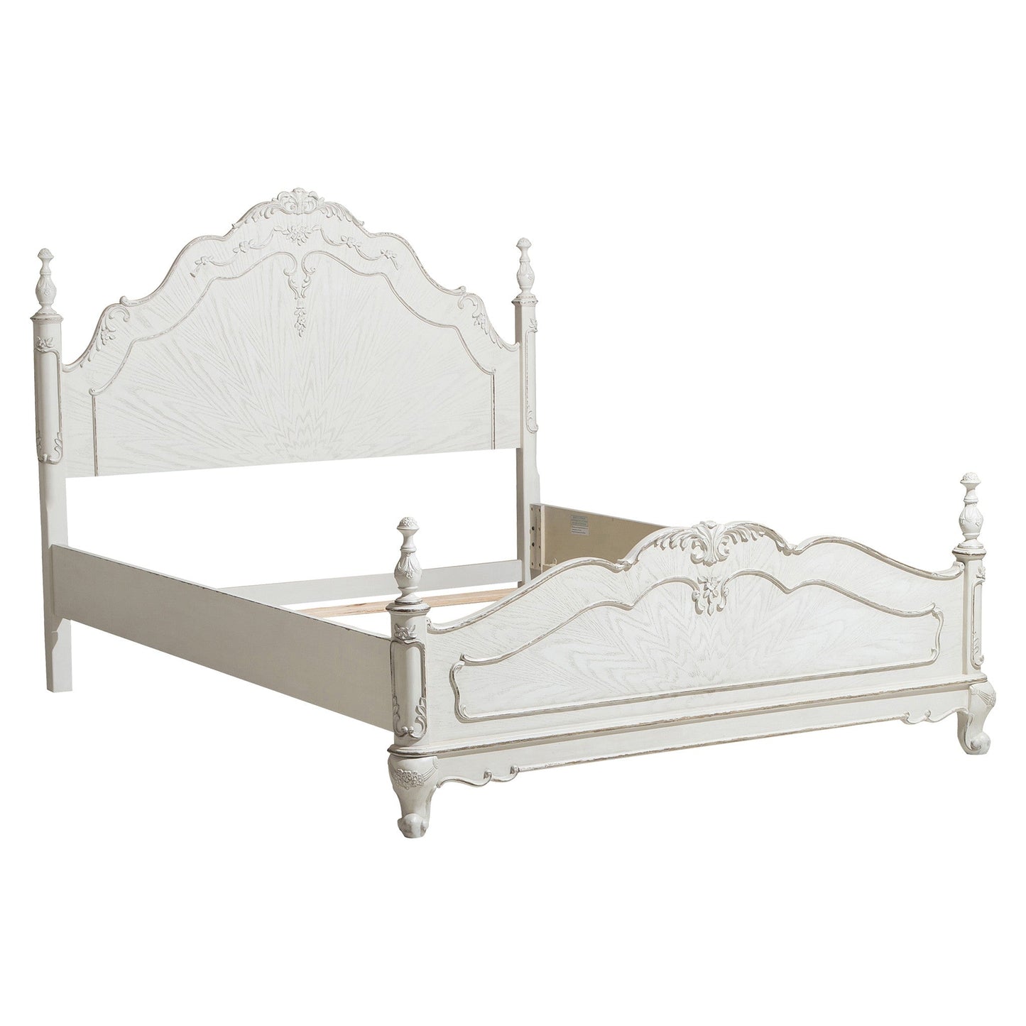 Cinderella Antique White Queen Bed - SET | 1386NW-1 | 1386NW-2 | 1386NW-3 - Luna Furniture - Dallas Store