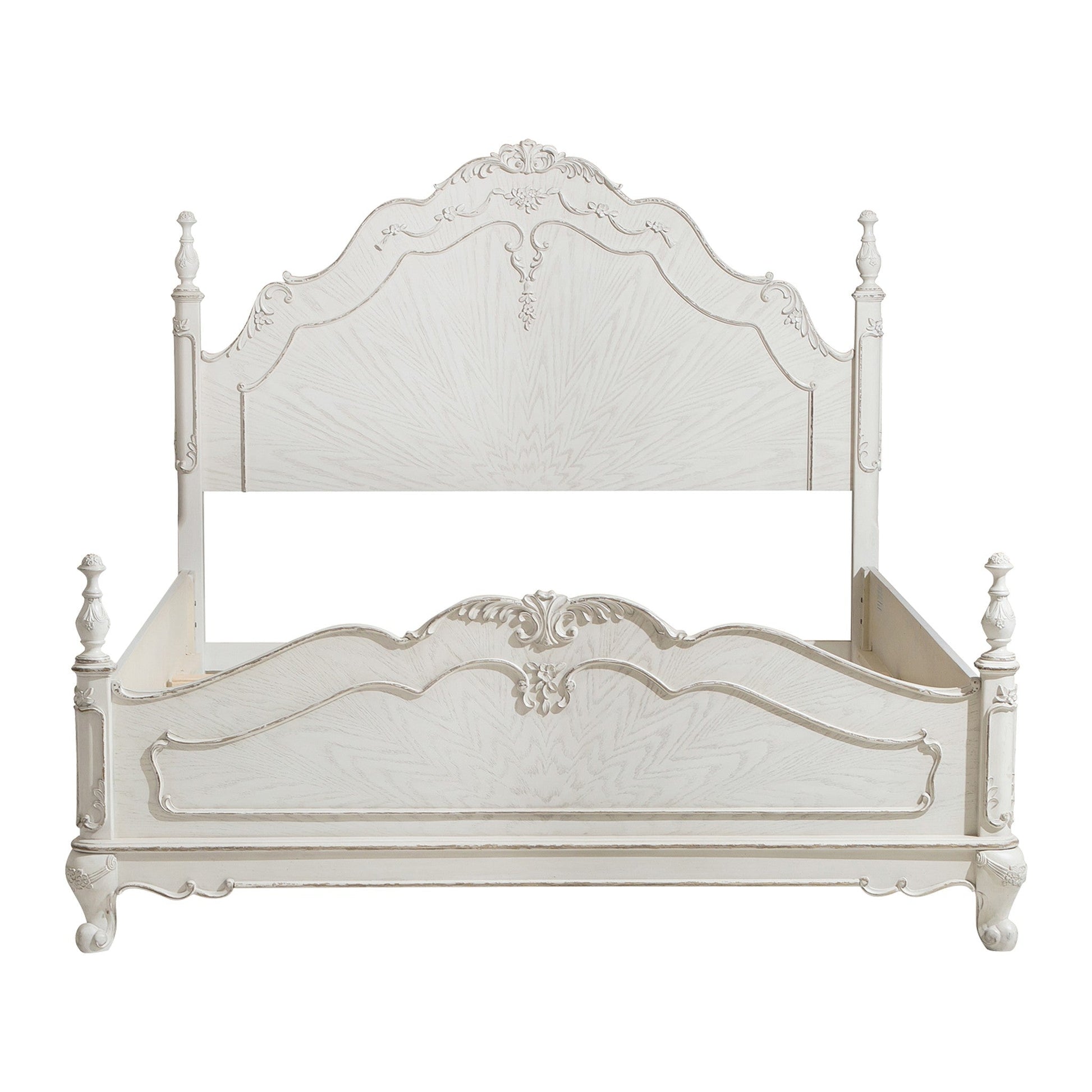Cinderella Antique White Queen Bed - SET | 1386NW-1 | 1386NW-2 | 1386NW-3 - Luna Furniture - Dallas Store