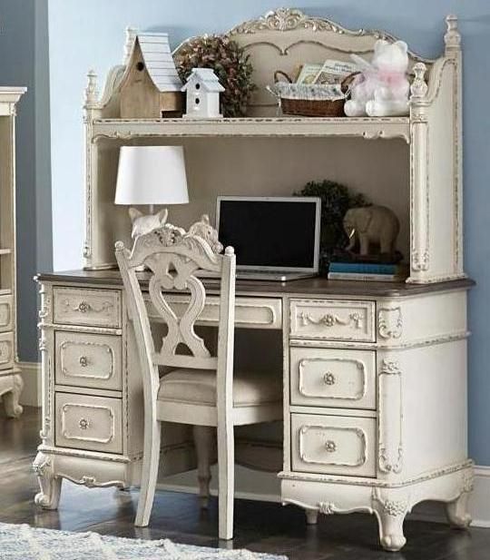 Cinderella Antique White Writing Desk - 1386NW-11 - Luna Furniture - Dallas Store