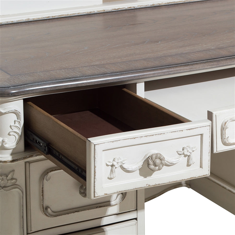 Cinderella Antique White Writing Desk - 1386NW-11 - Luna Furniture - Dallas Store