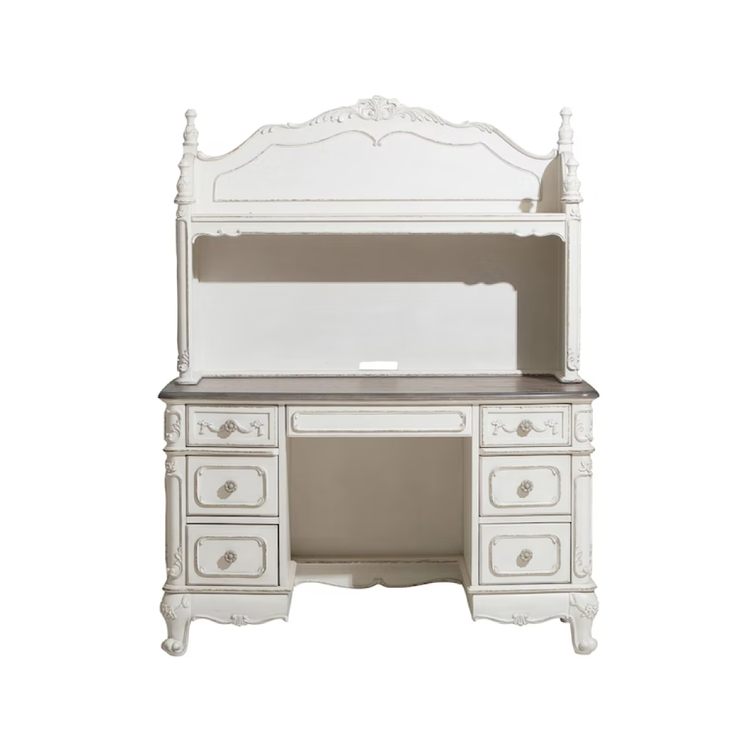 Cinderella Antique White Writing Desk - 1386NW-11 - Luna Furniture - Dallas Store