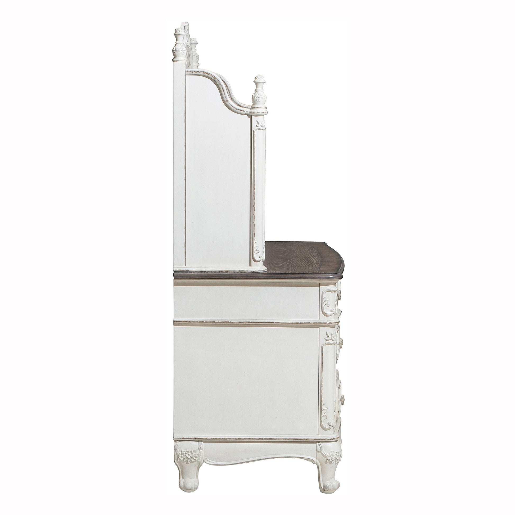 Cinderella Antique White Writing Desk with Hutch - SET | 1386NW-10 | 1386NW-11 - Luna Furniture - Dallas Store