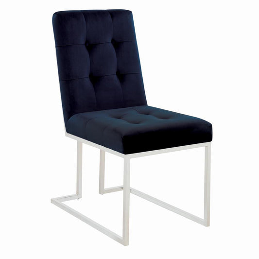 Cisco Ink Blue/Chrome Upholstered Dining Chairs, Set of 2 - 192494 - Luna Furniture - Dallas Store
