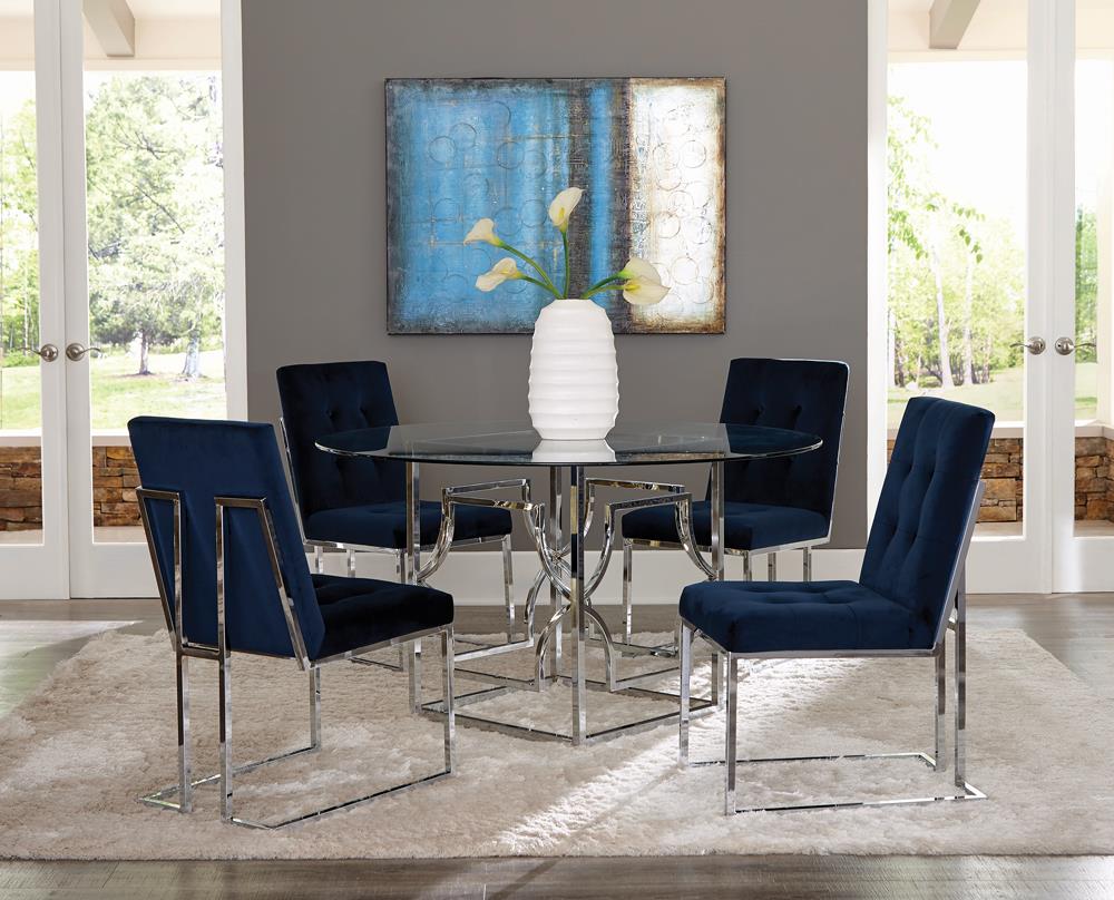 Cisco Ink Blue/Chrome Upholstered Dining Chairs, Set of 2 - 192494 - Luna Furniture - Dallas Store