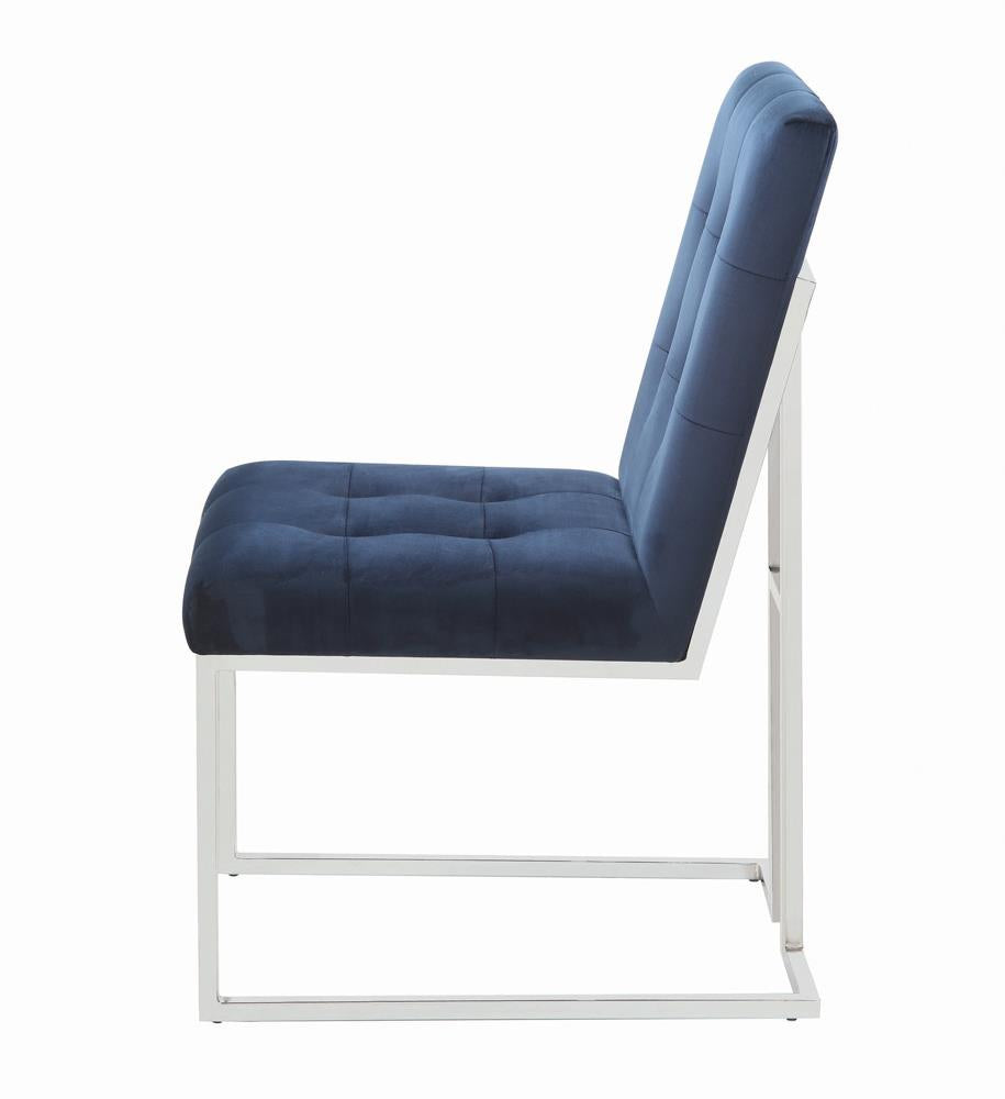 Cisco Ink Blue/Chrome Upholstered Dining Chairs, Set of 2 - 192494 - Luna Furniture - Dallas Store