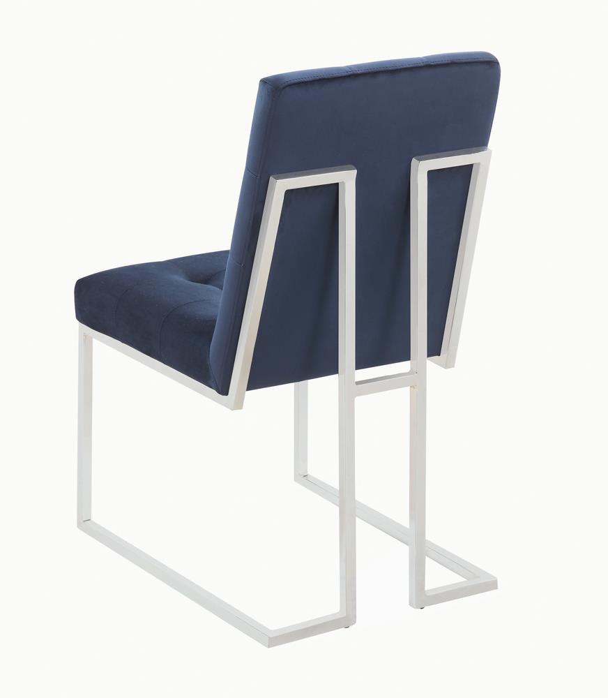 Cisco Ink Blue/Chrome Upholstered Dining Chairs, Set of 2 - 192494 - Luna Furniture - Dallas Store