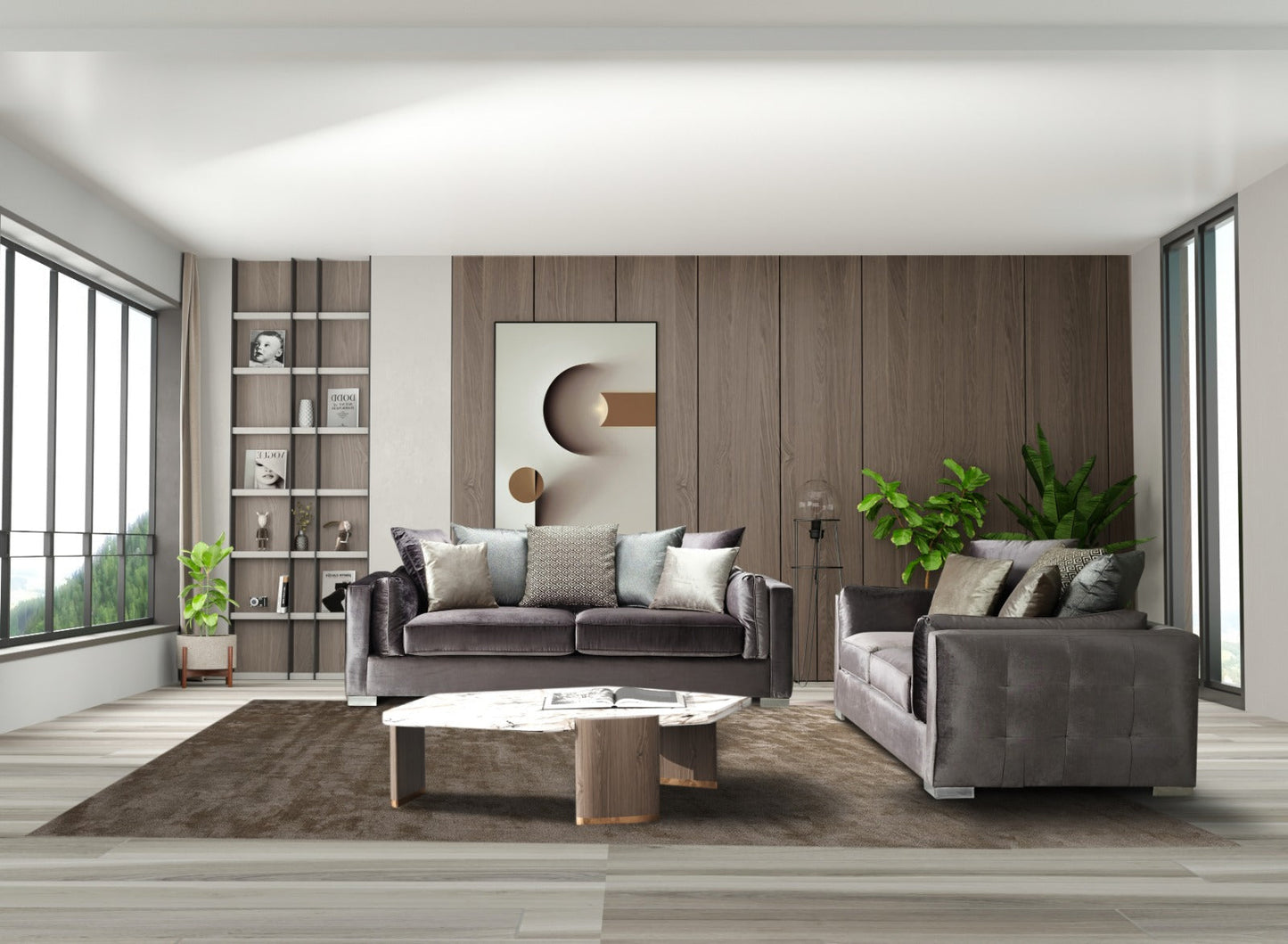 Clara Gray Velvet Sofa & Loveseat - CLARAGRAY-SL - Luna Furniture - Dallas Store