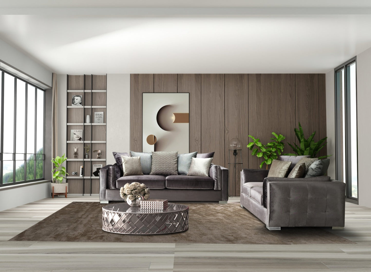 Clara Gray Velvet Sofa & Loveseat - CLARAGRAY-SL - Luna Furniture - Dallas Store