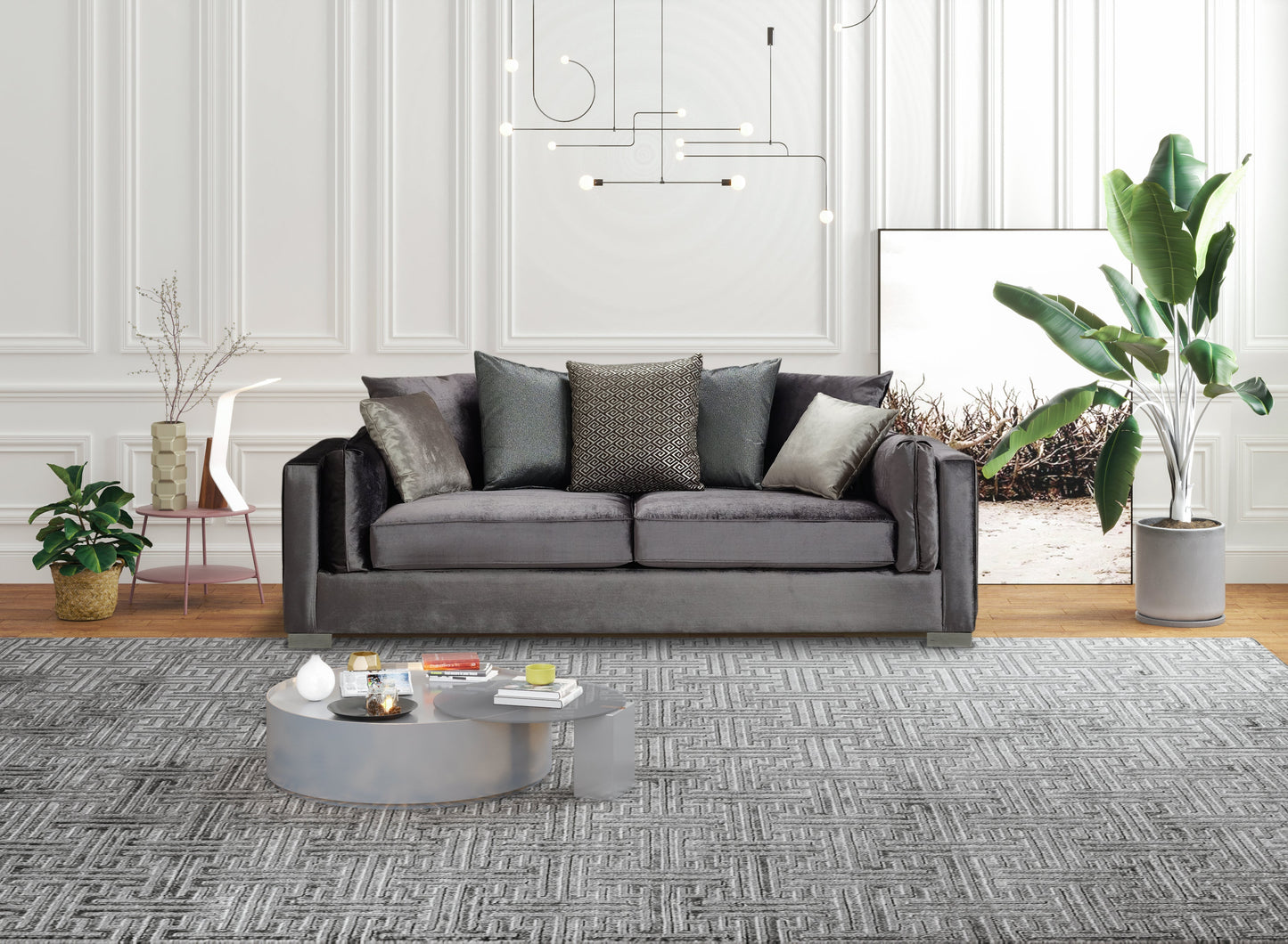 Clara Gray Velvet Sofa & Loveseat - CLARAGRAY-SL - Luna Furniture - Dallas Store