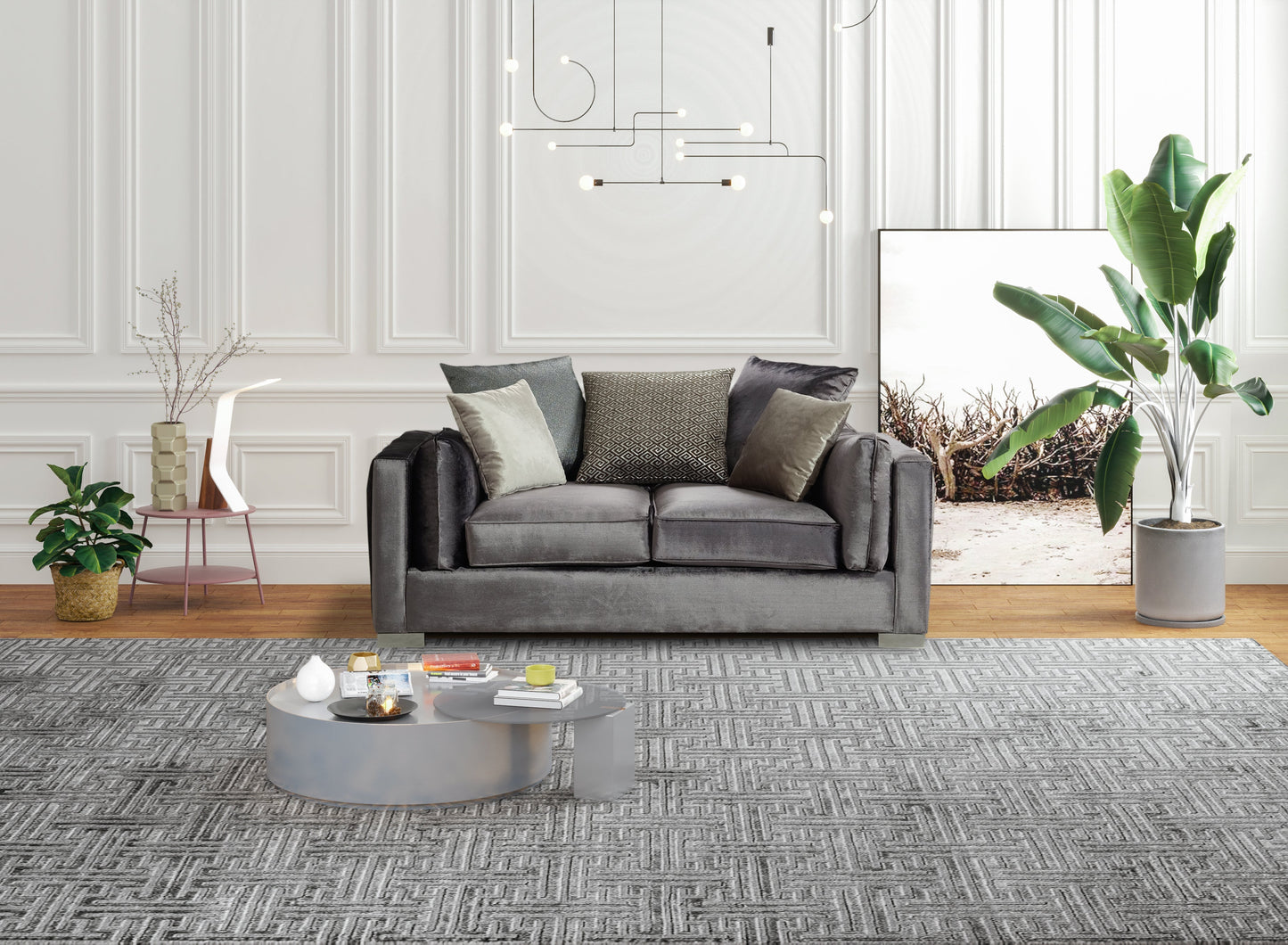 Clara Gray Velvet Sofa & Loveseat - CLARAGRAY-SL - Luna Furniture - Dallas Store