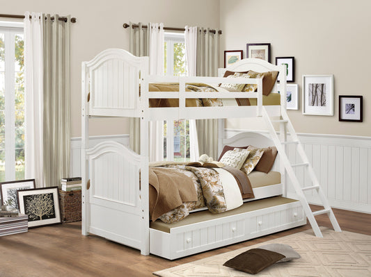 Clementine White Twin/Twin Bunk Bed with Twin Trundle - SET | B1799-HF | B1799-RL | B1799-SL | B1799-R - Luna Furniture - Dallas Store