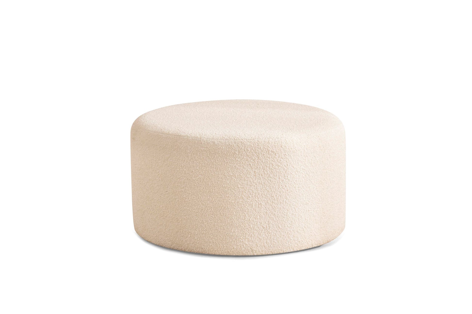 Cloe Ivory Boucle Round Ottoman - CLOEIVORY-OTT - Luna Furniture - Dallas Store