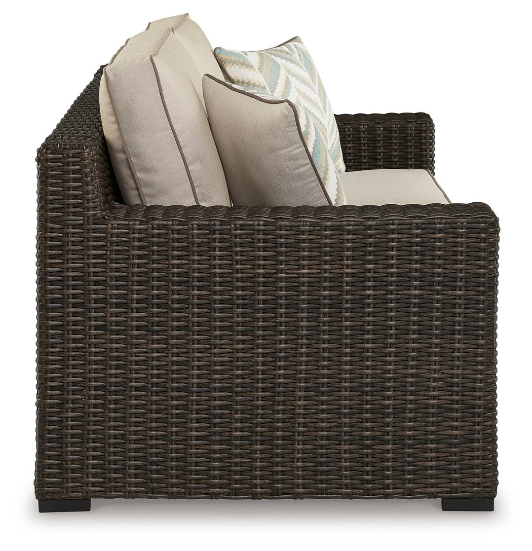 Coastline Bay Brown Outdoor Loveseat with Cushion - P784-835 - Luna Furniture - Dallas Store