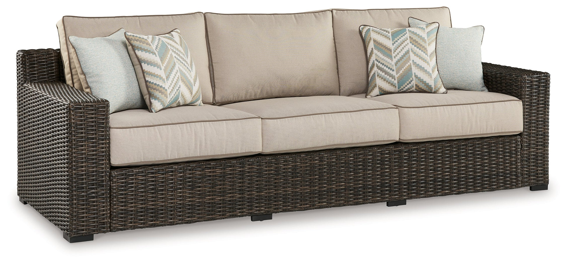 Coastline Bay Brown Outdoor Sofa with Cushion - P784-838 - Luna Furniture - Dallas Store