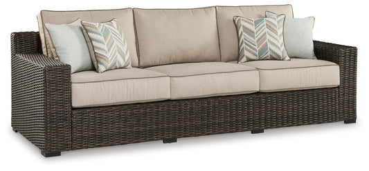 Coastline Bay Brown Outdoor Sofa with Cushion - P784-838 - Luna Furniture - Dallas Store