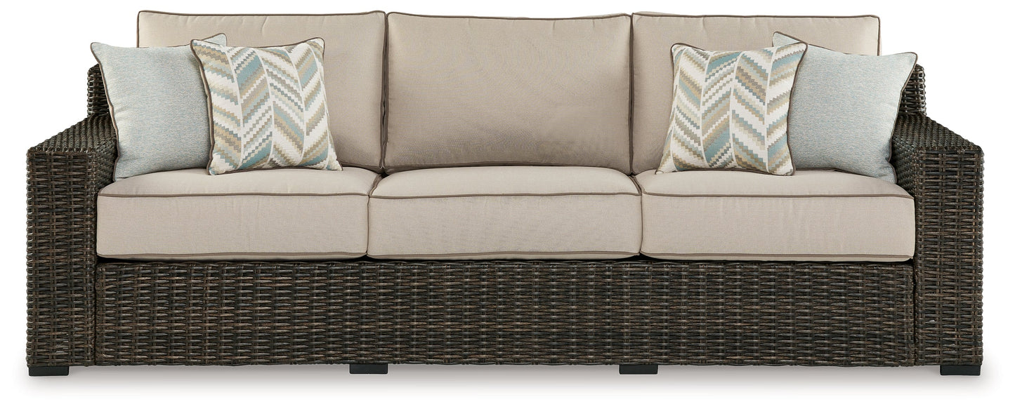 Coastline Bay Brown Outdoor Sofa with Cushion - P784-838 - Luna Furniture - Dallas Store