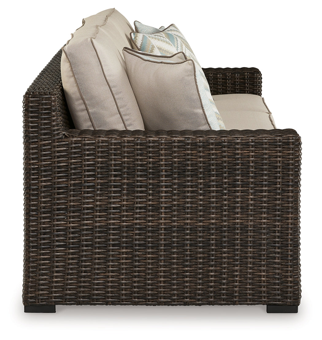 Coastline Bay Brown Outdoor Sofa with Cushion - P784-838 - Luna Furniture - Dallas Store