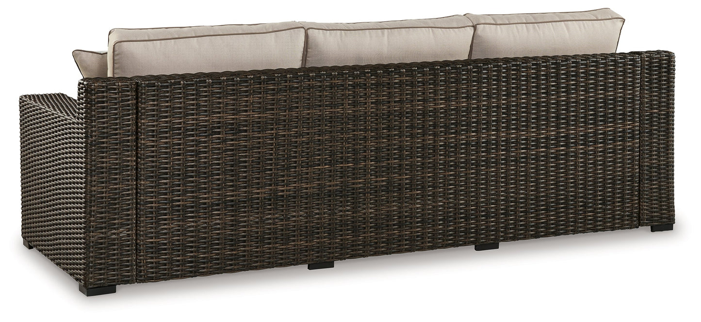 Coastline Bay Brown Outdoor Sofa with Cushion - P784-838 - Luna Furniture - Dallas Store