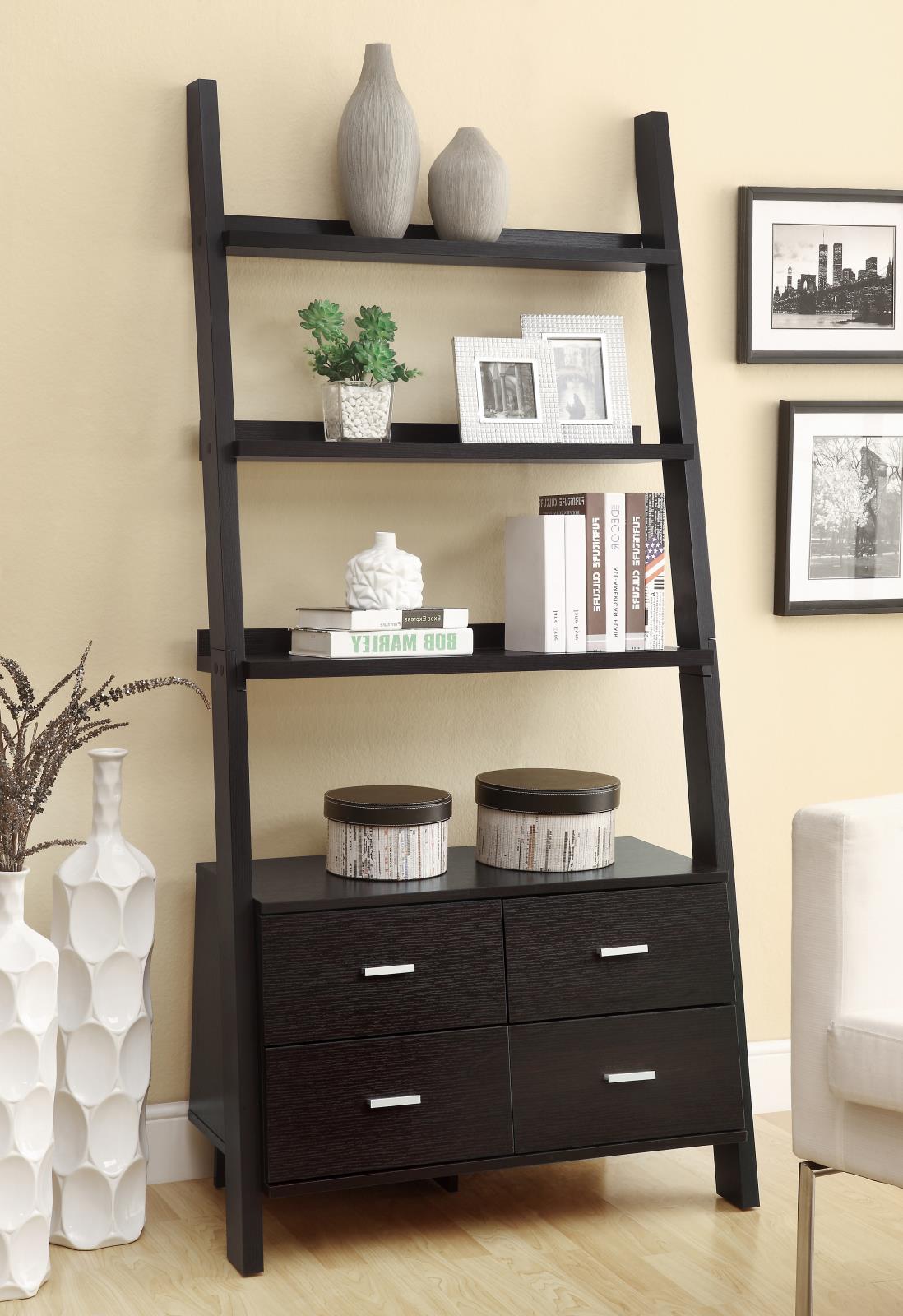 Colella Cappuccino 4-Drawer Storage Bookcase - 800319 - Luna Furniture - Dallas Store