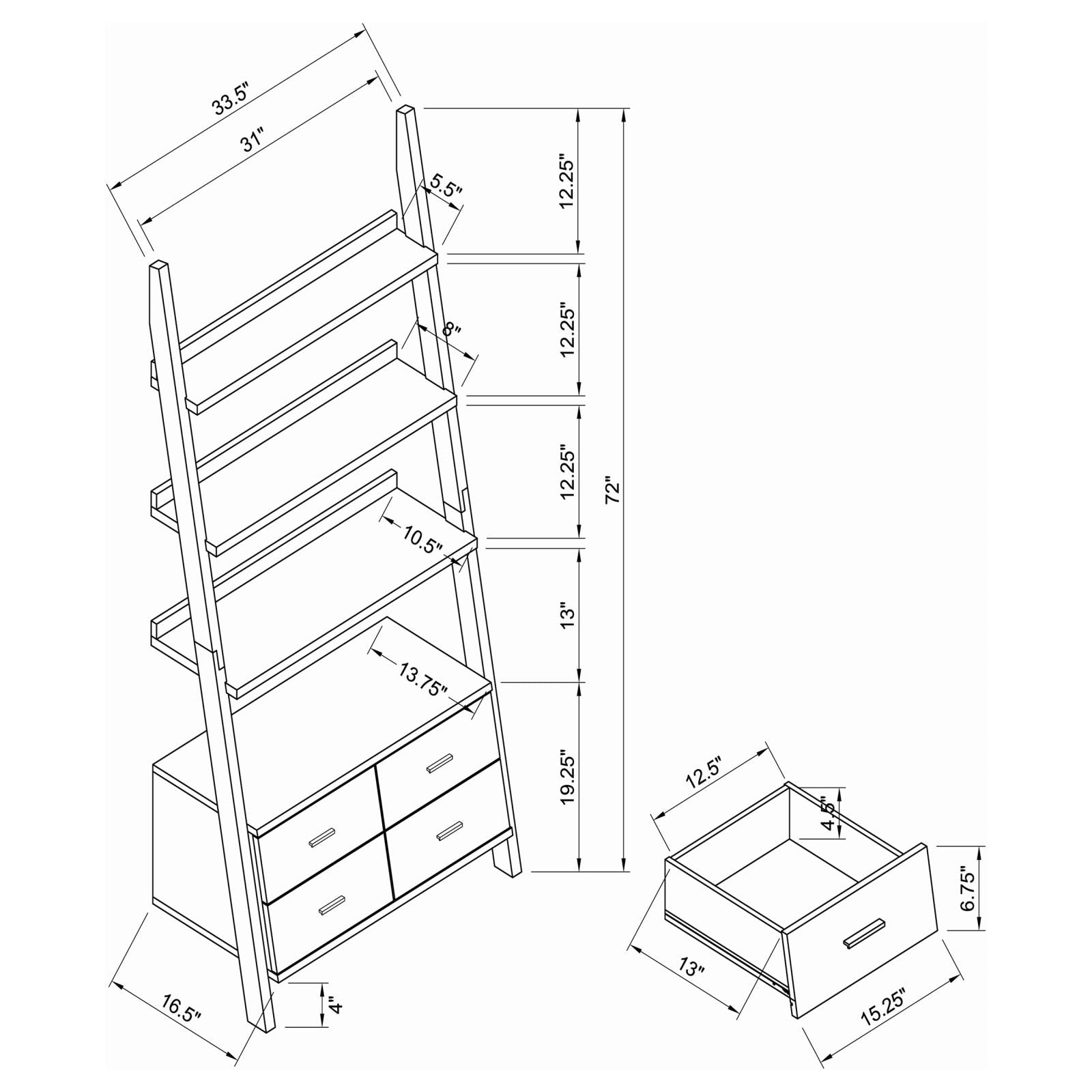 Colella Cappuccino 4-Drawer Storage Bookcase - 800319 - Luna Furniture - Dallas Store