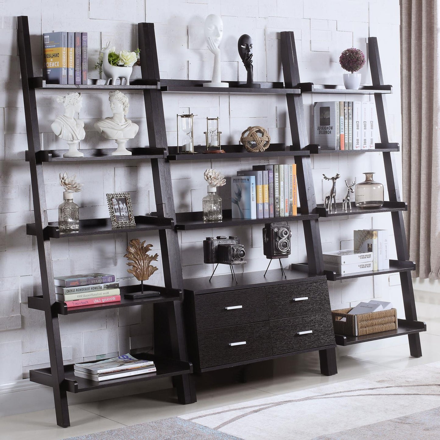 Colella Cappuccino 4-Drawer Storage Bookcase - 800319 - Luna Furniture - Dallas Store