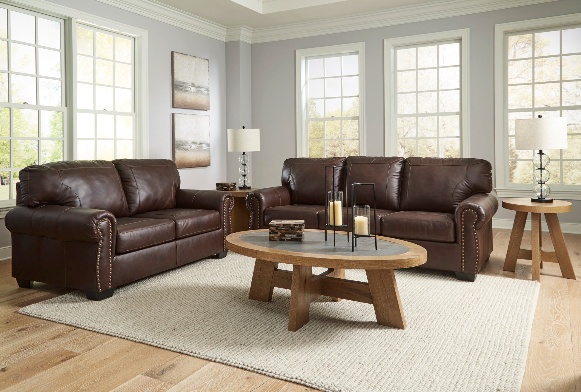 Colleton Dark Brown Leather Living Room Set - SET | 5210738 | 5210735 - Luna Furniture - Dallas Store