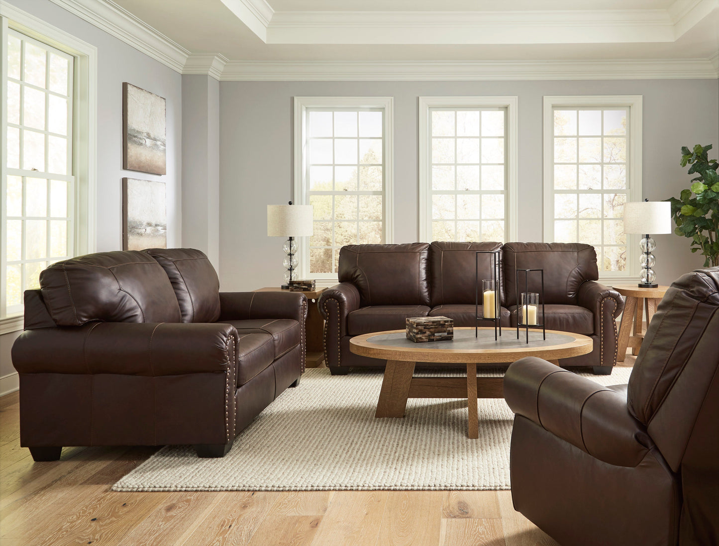 Colleton Dark Brown Leather Living Room Set - SET | 5210738 | 5210735 - Luna Furniture - Dallas Store
