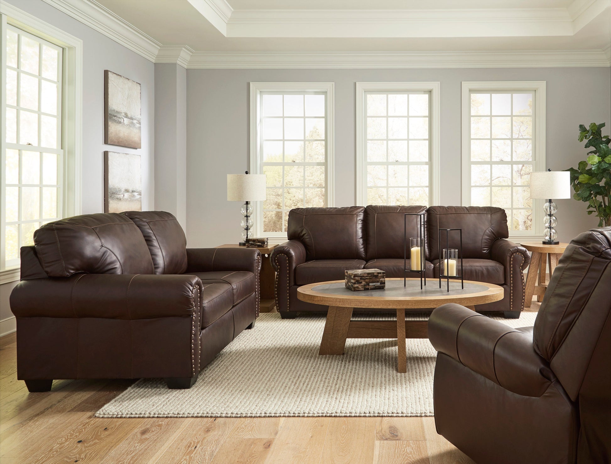 Colleton Dark Brown Leather Living Room Set - SET | 5210738 | 5210735 - Luna Furniture - Dallas Store