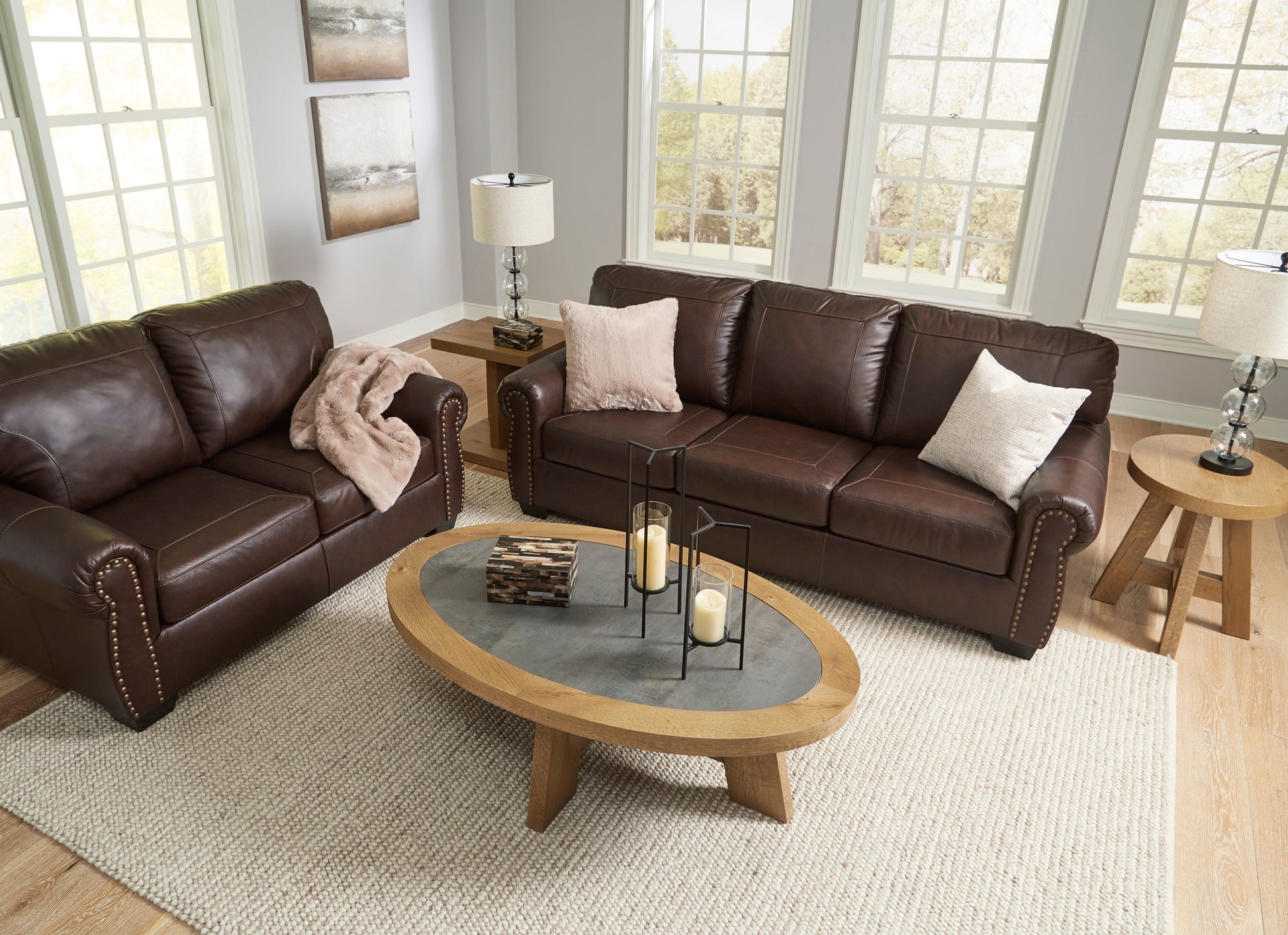 Colleton Dark Brown Leather Living Room Set - SET | 5210738 | 5210735 - Luna Furniture - Dallas Store