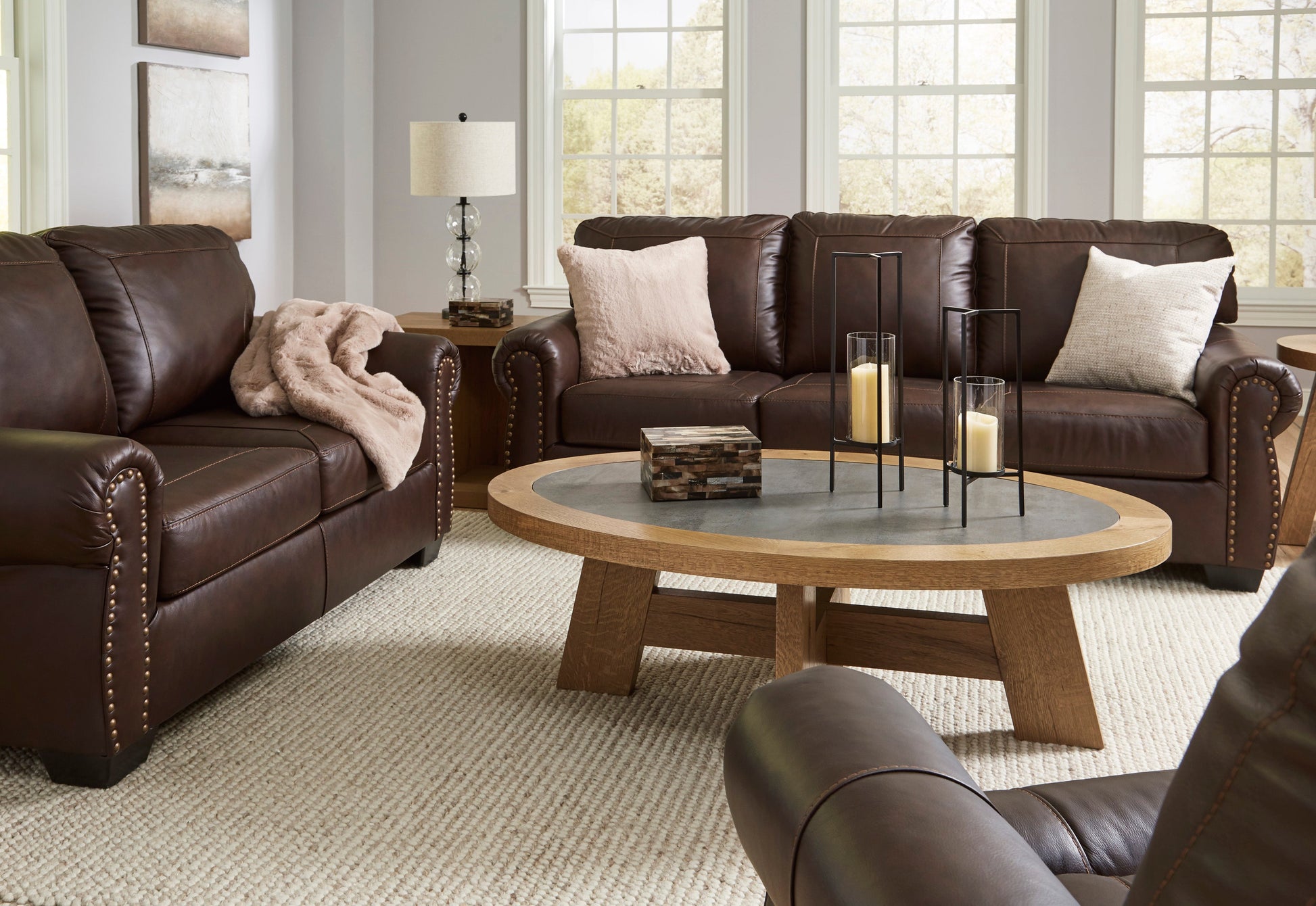 Colleton Dark Brown Leather Living Room Set - SET | 5210738 | 5210735 - Luna Furniture - Dallas Store