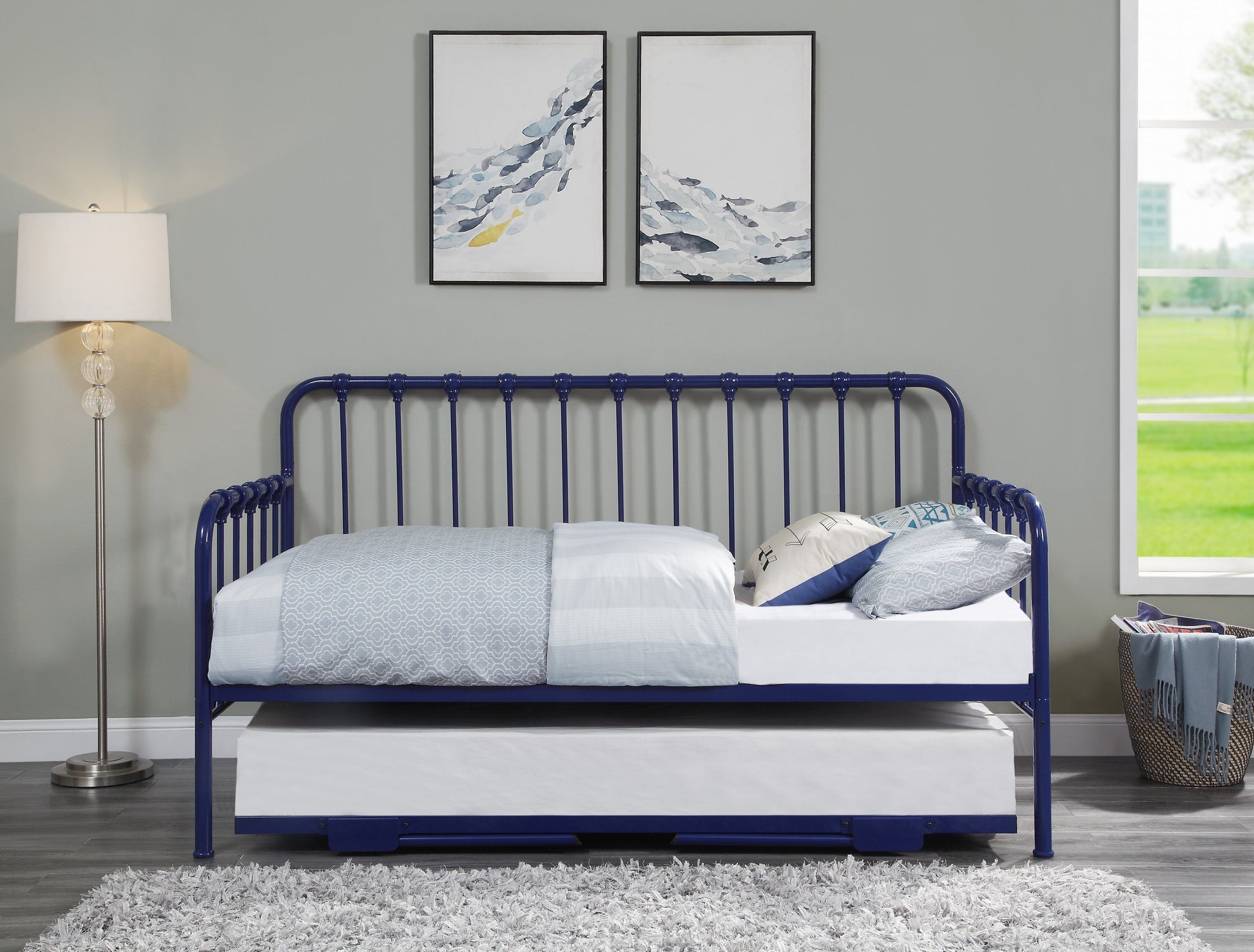 Constance Navy Blue Daybed With Lift-Up Trundle - 4983BU-NT - Luna Furniture - Dallas Store