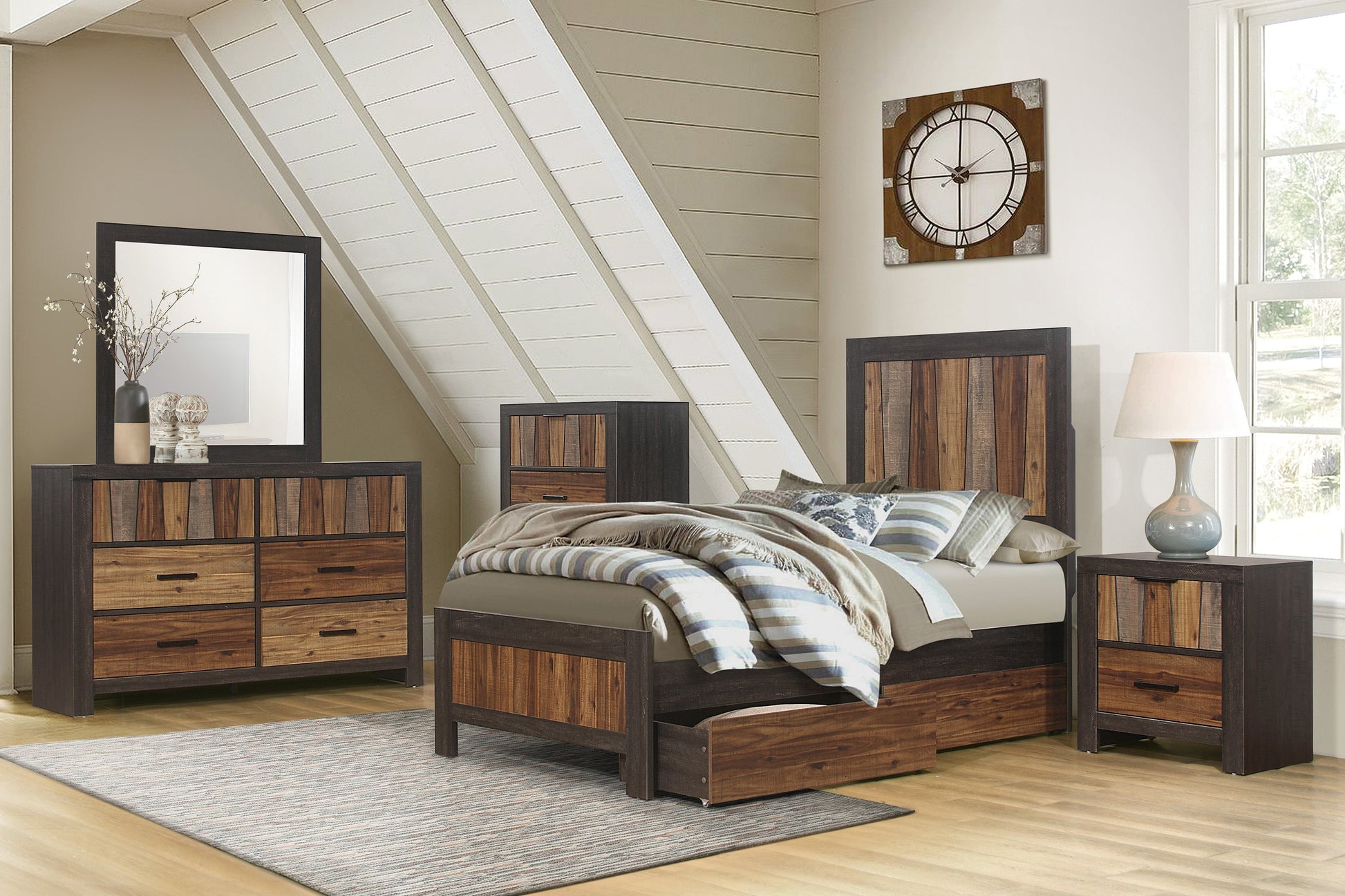 Cooper Wire Brushed Full Storage Panel Bed - SET | 2059F-1 | 2059T-3 | 2059-T - Luna Furniture - Dallas Store